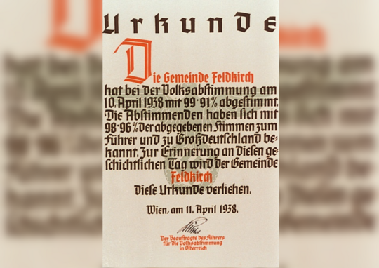 07. Erinnerungsurkunde Feldkirch 10. April 1938 07. Erinnerungsurkunde Feldkirch 10. April 1938