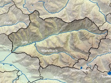 Karte Großes Walsertal Relief Gewässer (beschriftet) image-48405