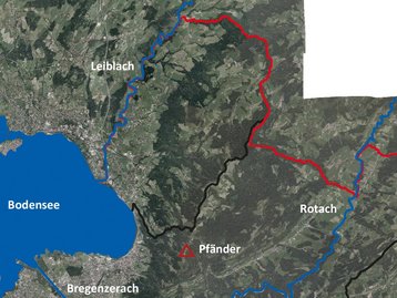 Karte Leiblachtal Luftbild Gewässer Berge (beschriftet) image-48383