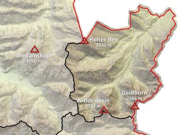 Karte_Kleinwalsertal Gemeinden (beschriftet) image-48654